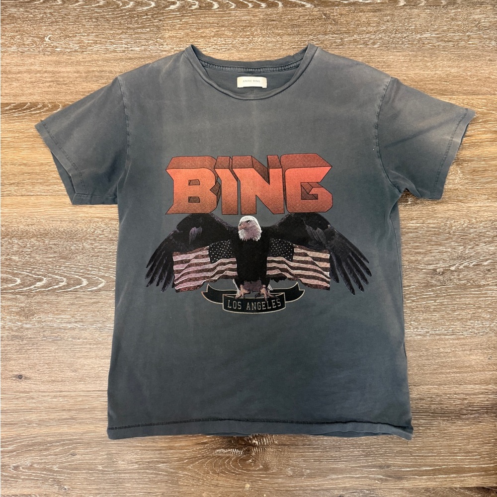 Anine Bing Eagle Washed Look Graphic T-shirt